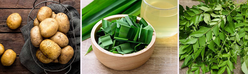 potatoes, pandan leaves, curry leaves