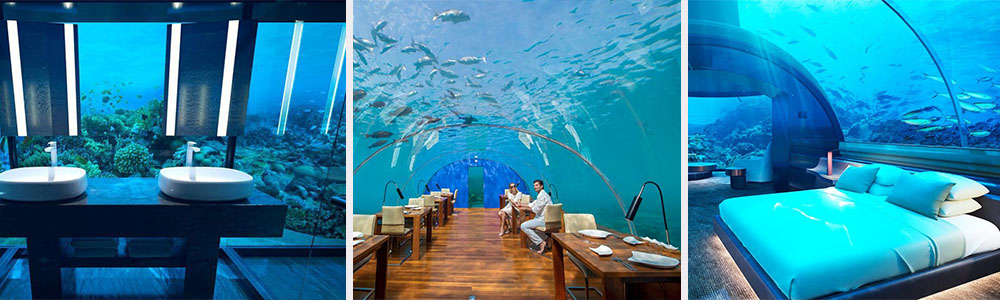 Luxurious Under Water Hotel ;CONRAD, MALDIVES under water floor