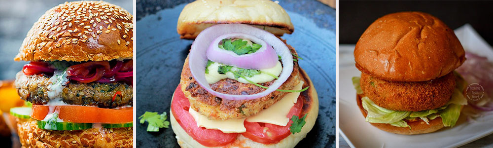 Spicy Indian burger (vegetarian)