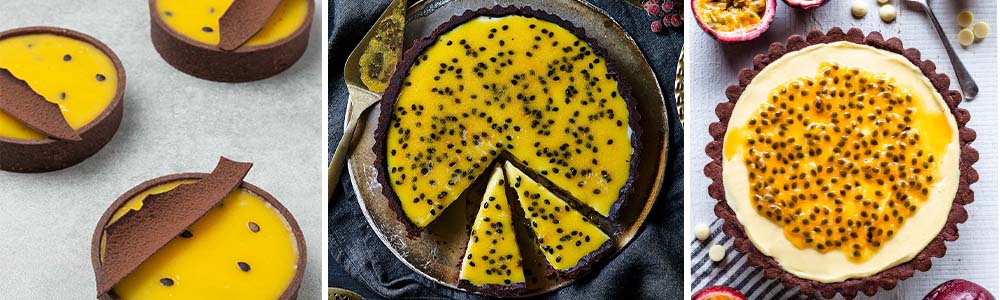 Dark chocolate & passion fruit tart