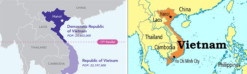 The division of Southern Vietnam and Northern Vietnam